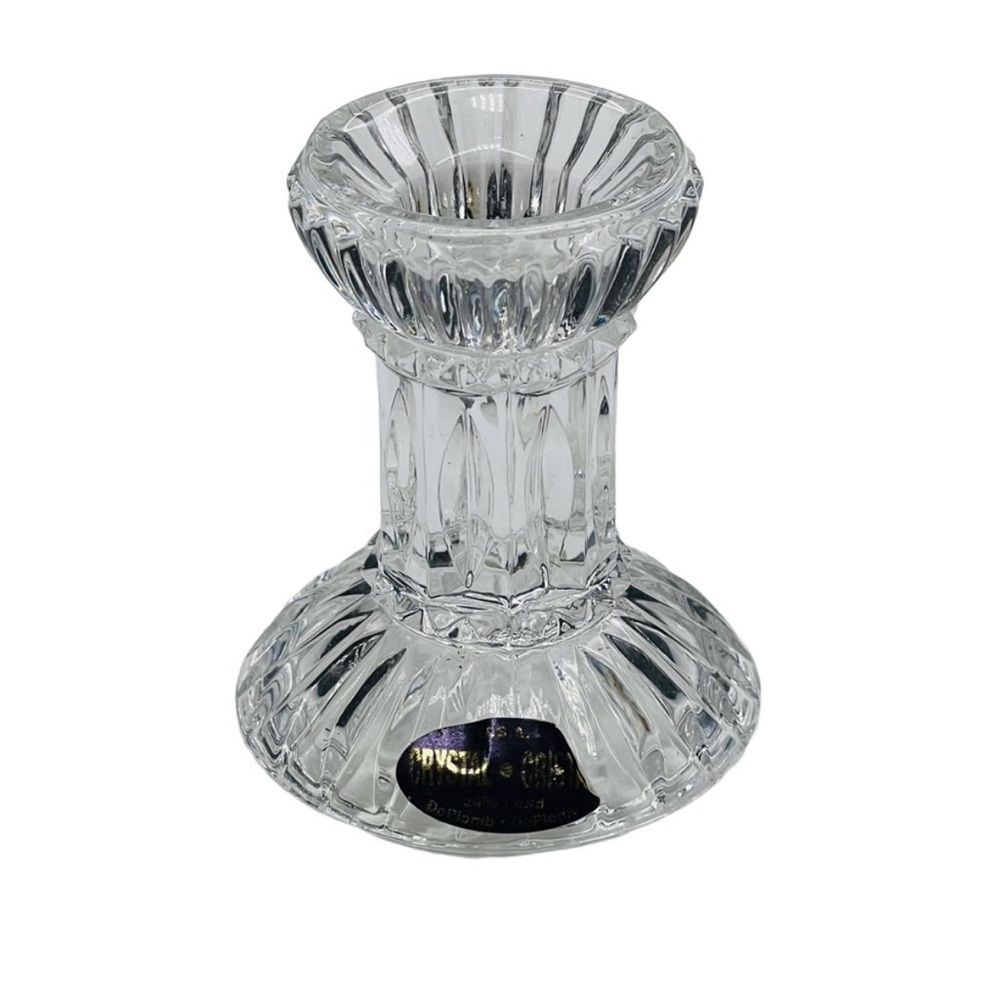 Set of 2 DePlomb 24% Lead Crystal Candle Holders - Picture 2 of 11